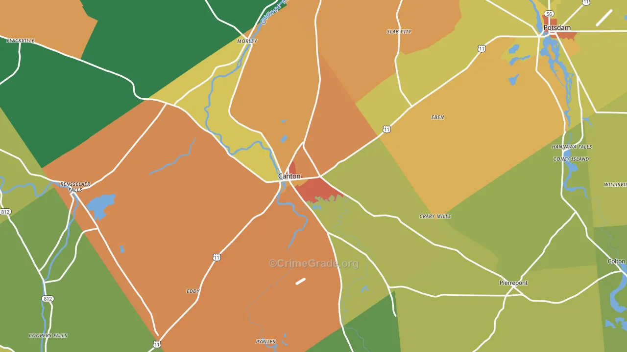 Canton, NY Map of Murder Rates