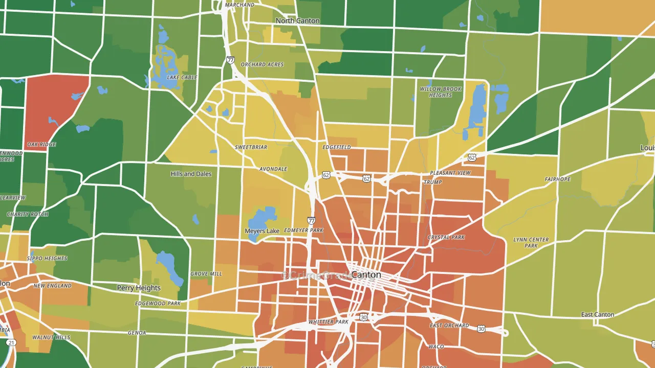 Canton, OH Map of Murder Rates