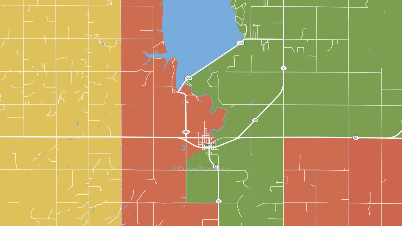 Canton, OK Map of Murder Rates