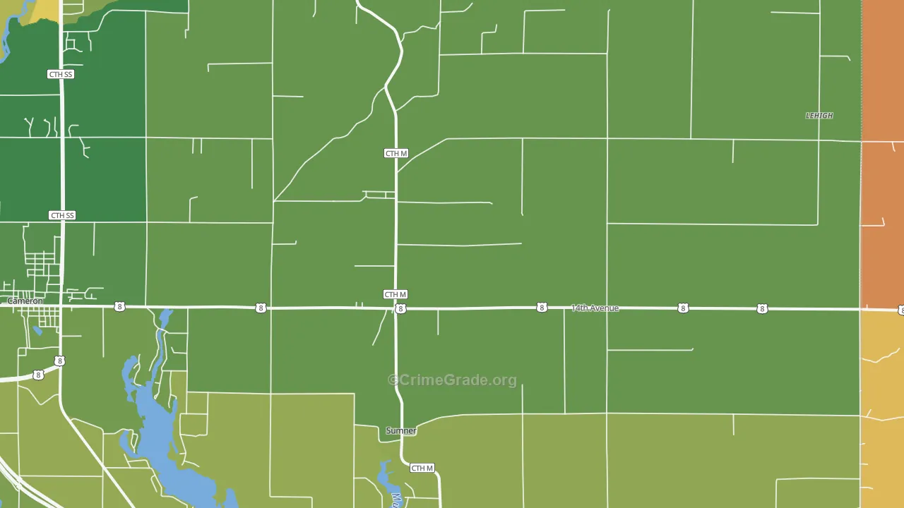 Canton, WI Map of Murder Rates