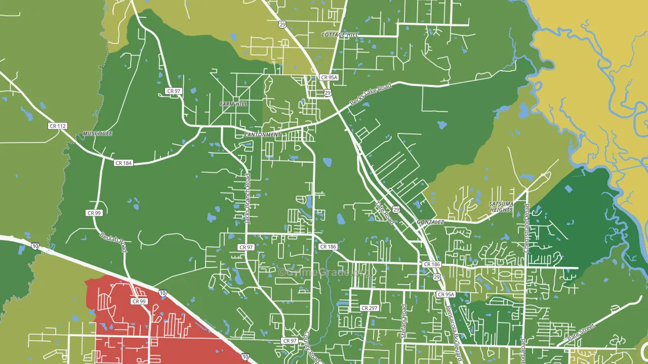 Cantonment, FL Map of Murder Rates