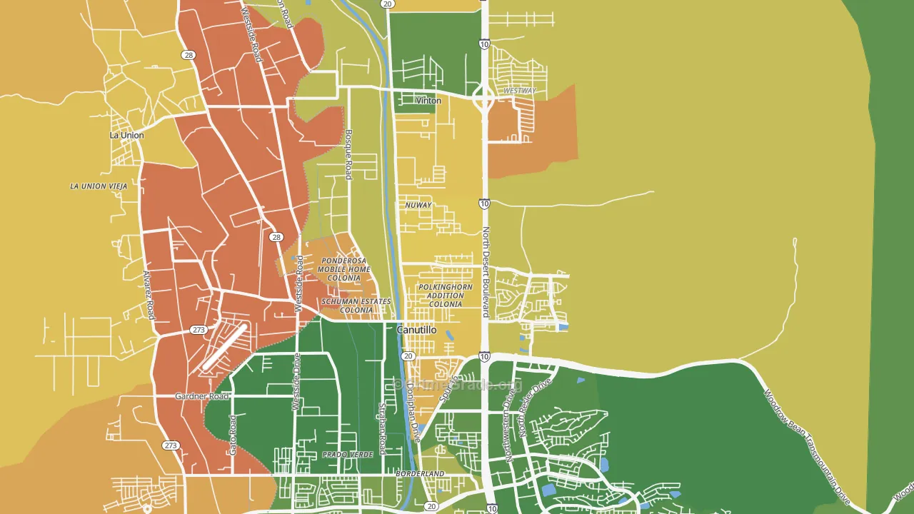 Canutillo, TX Map of Murder Rates