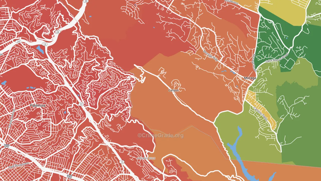 Canyon, CA Map of Murder Rates