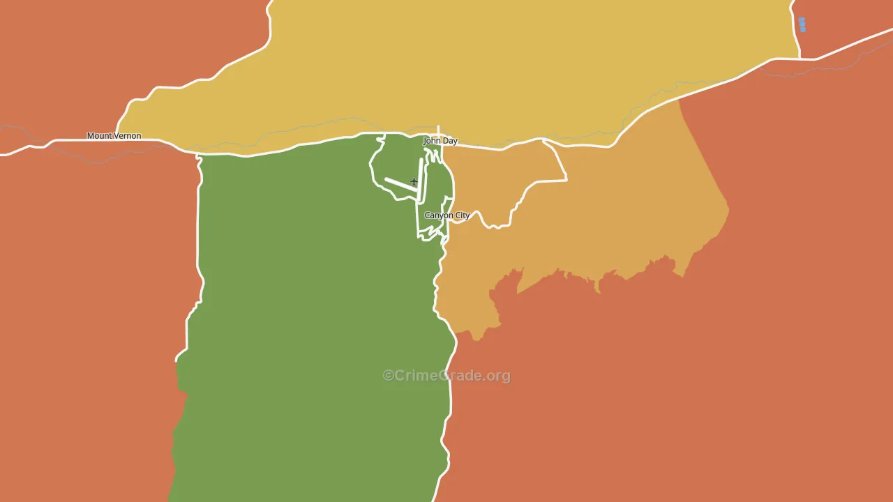 Canyon City, OR Map of Murder Rates