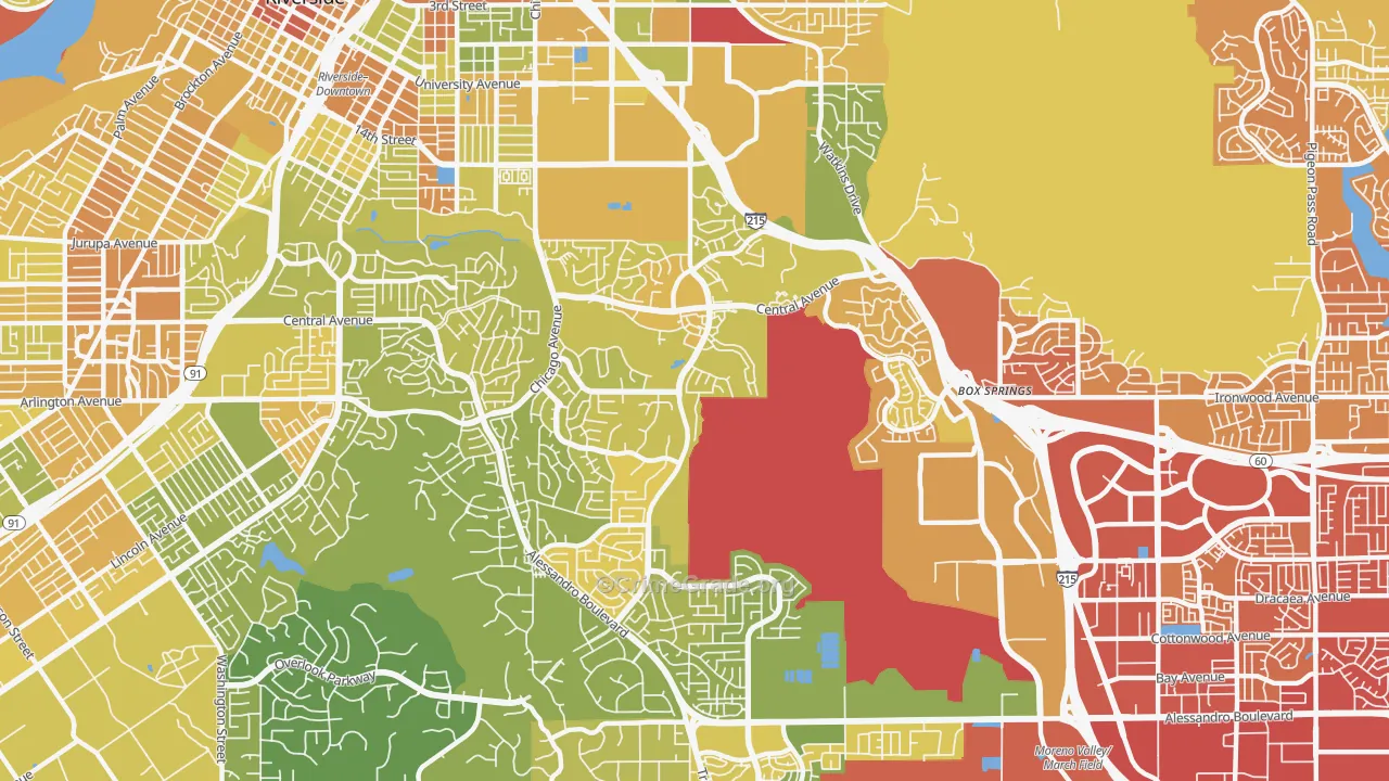 Canyon Crest, Riverside, CA Map of Murder Rates