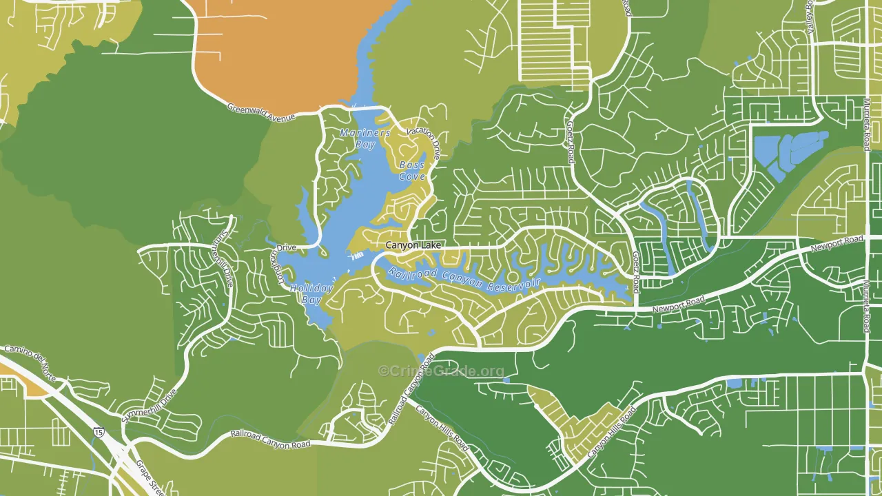 Canyon Lake, CA Map of Murder Rates