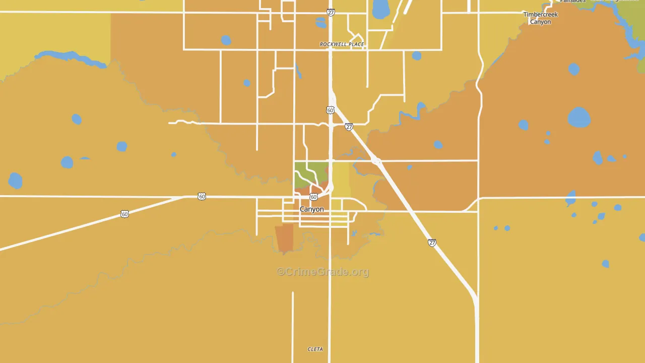 Canyon, TX Map of Murder Rates