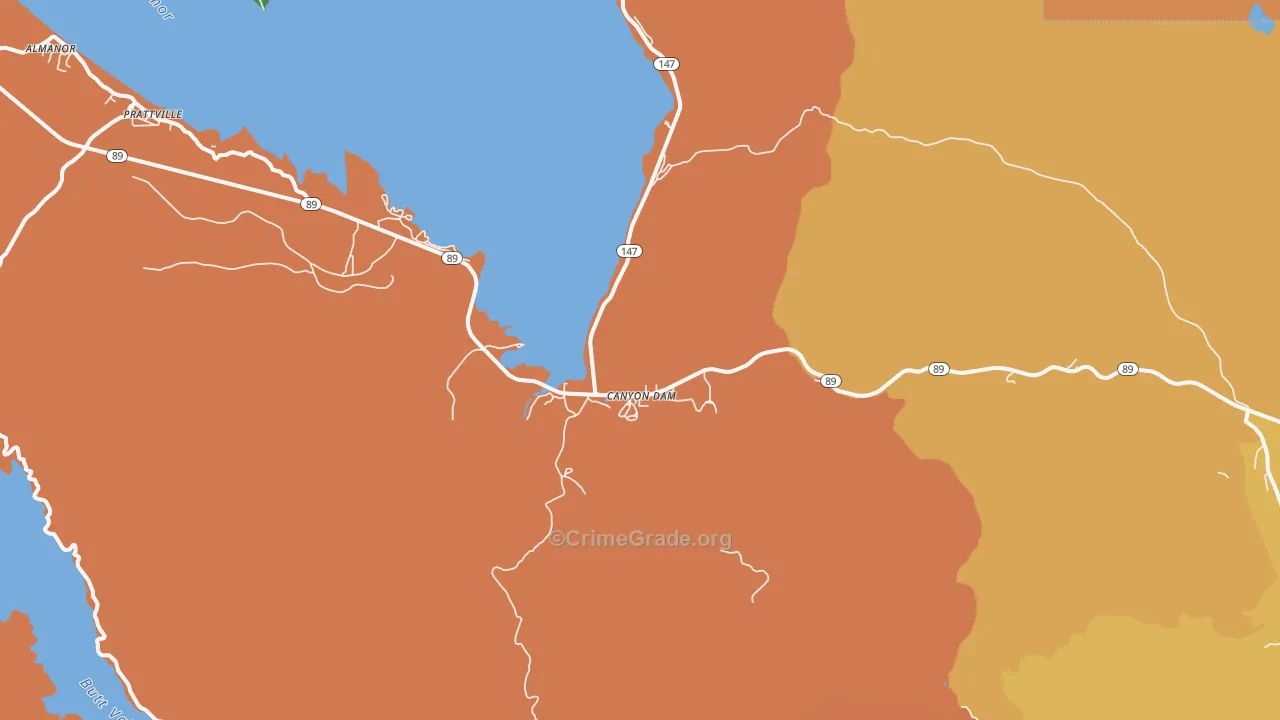 Canyondam, CA Map of Murder Rates