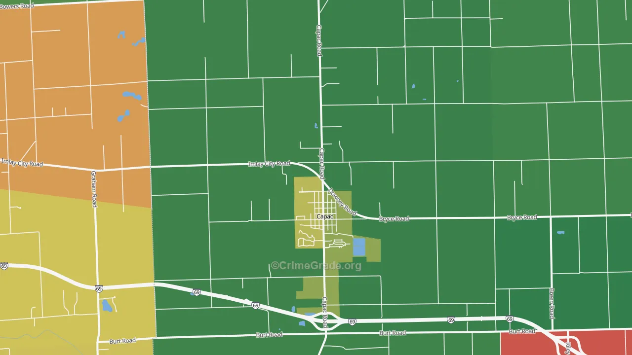 Capac, MI Map of Murder Rates
