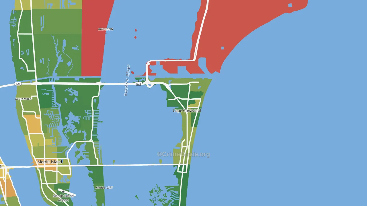 Cape Canaveral, FL Map of Murder Rates