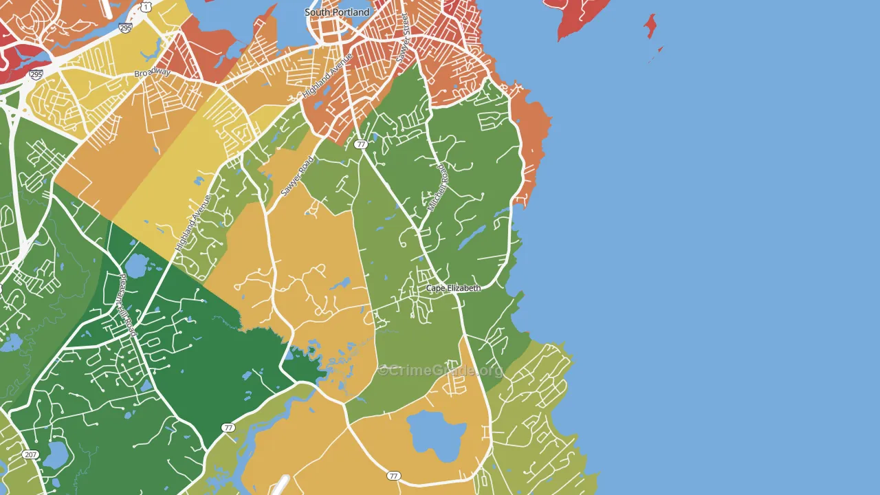Cape Elizabeth, ME Map of Murder Rates