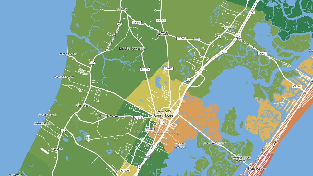 Cape May Court House, NJ Map of Murder Rates