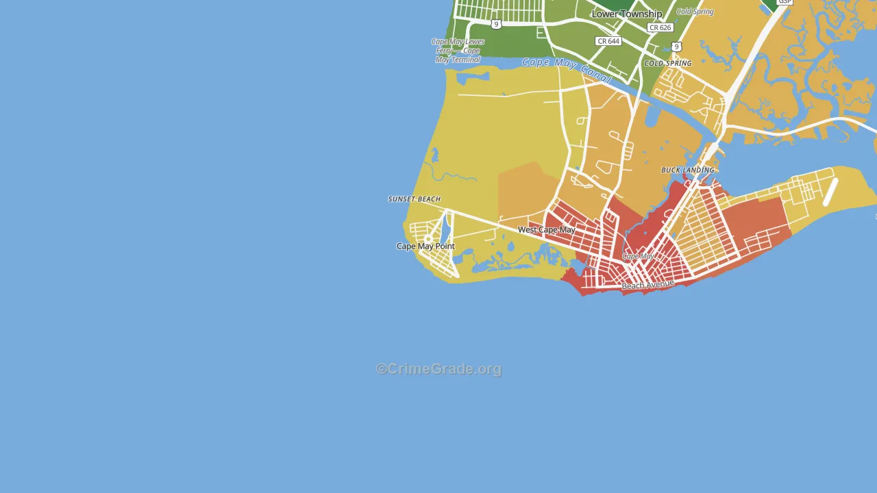 Cape May Point, NJ Map of Murder Rates
