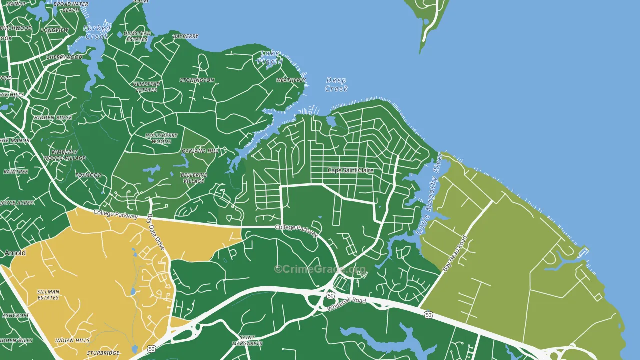 Cape St. Claire, MD Map of Murder Rates