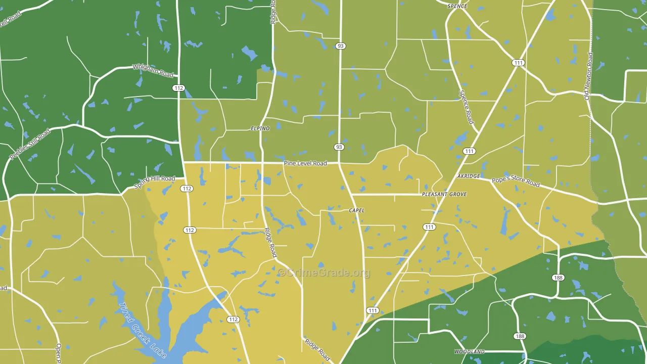 Capel, GA Map of Murder Rates