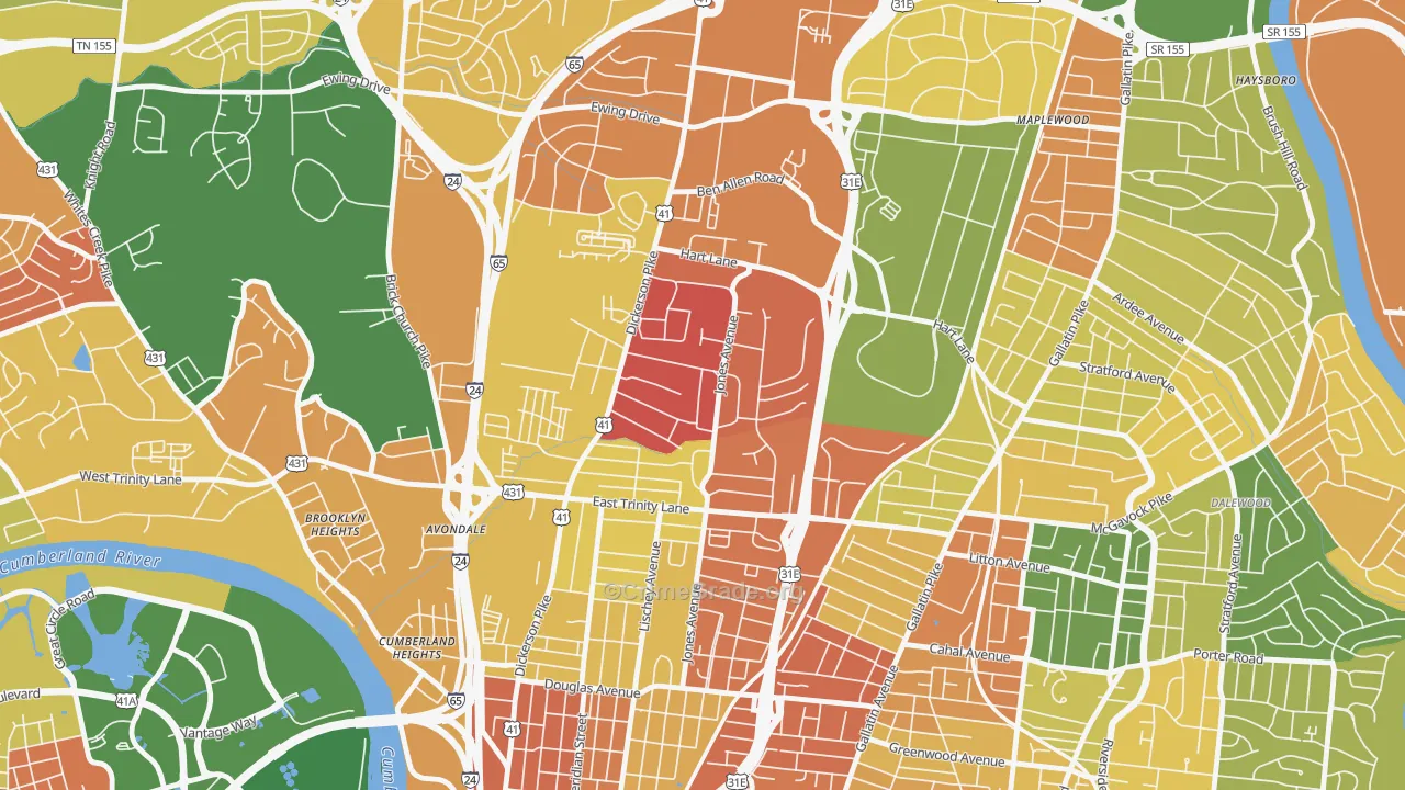 Capitol View, Nashville, TN Map of Murder Rates