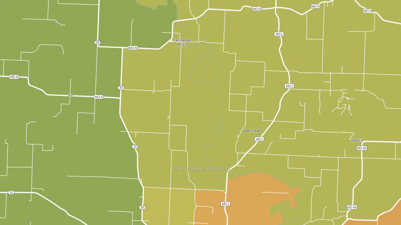 Caplinger Mills, MO Map of Murder Rates