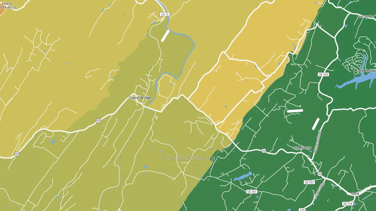Capon Bridge, WV Map of Murder Rates