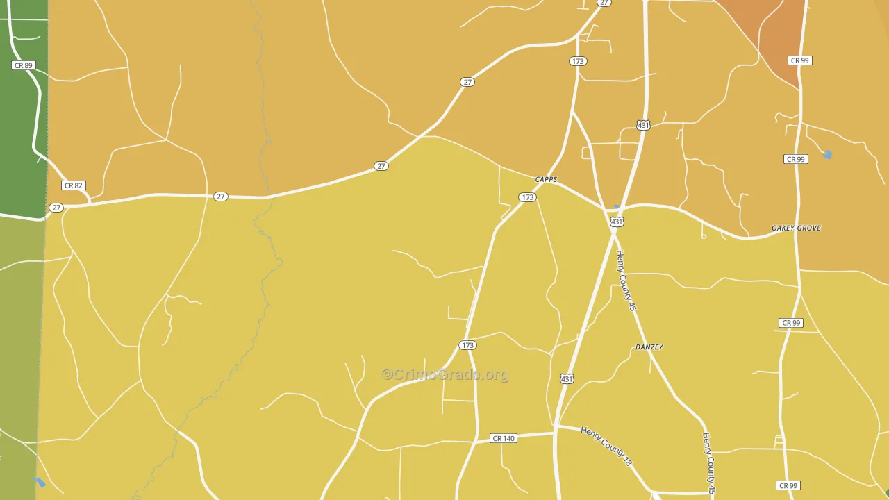 Capps, AL Map of Murder Rates