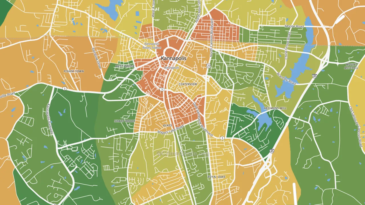 Car Town, Kannapolis, NC Map of Murder Rates