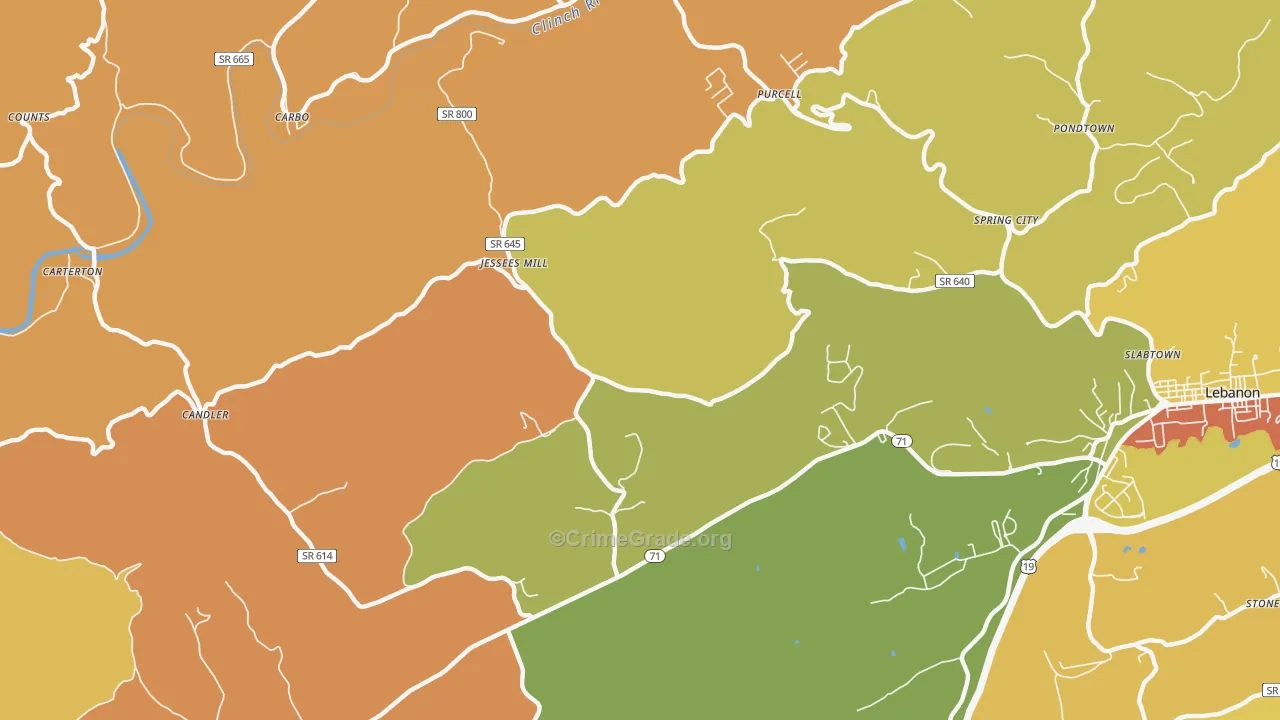 Carbo, VA Map of Murder Rates