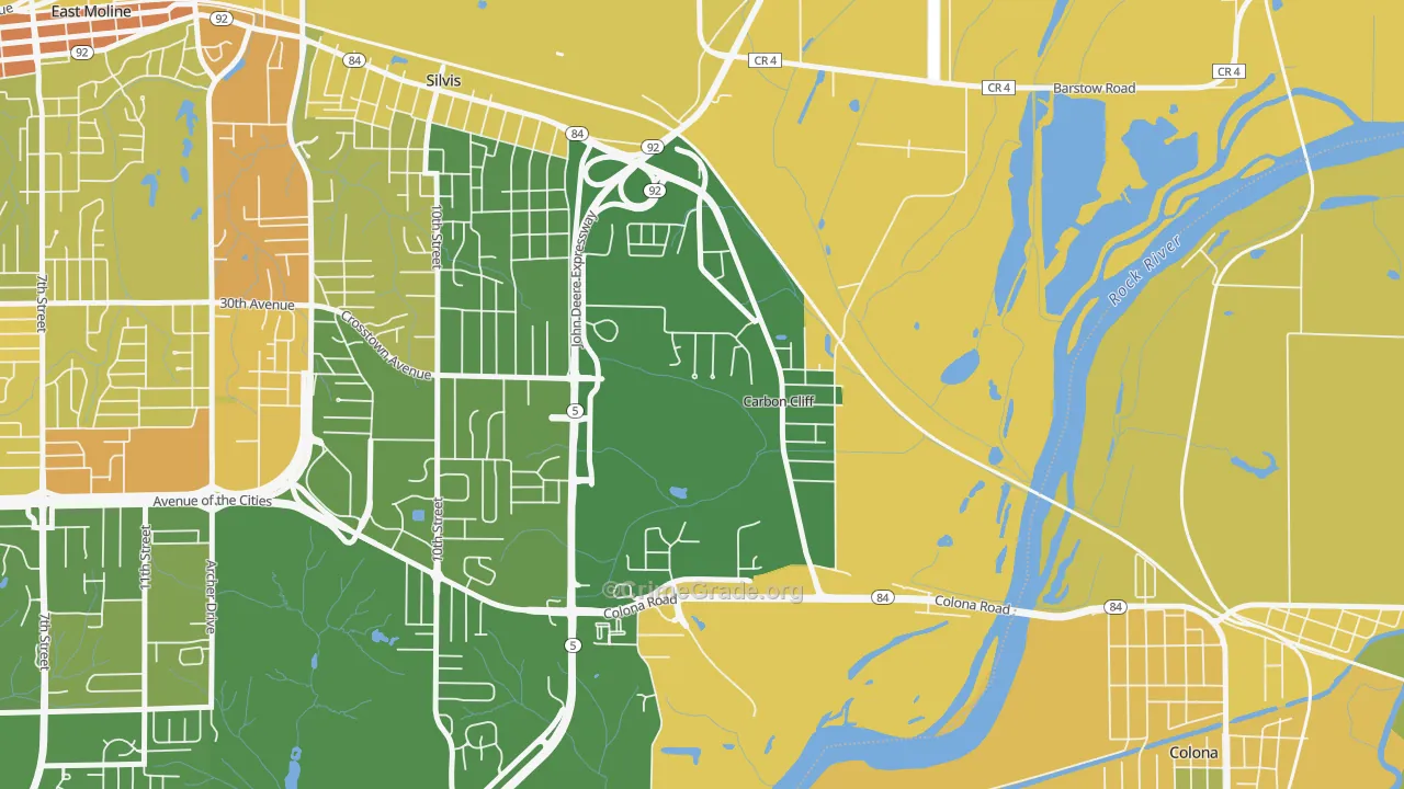 Carbon Cliff, IL Map of Murder Rates