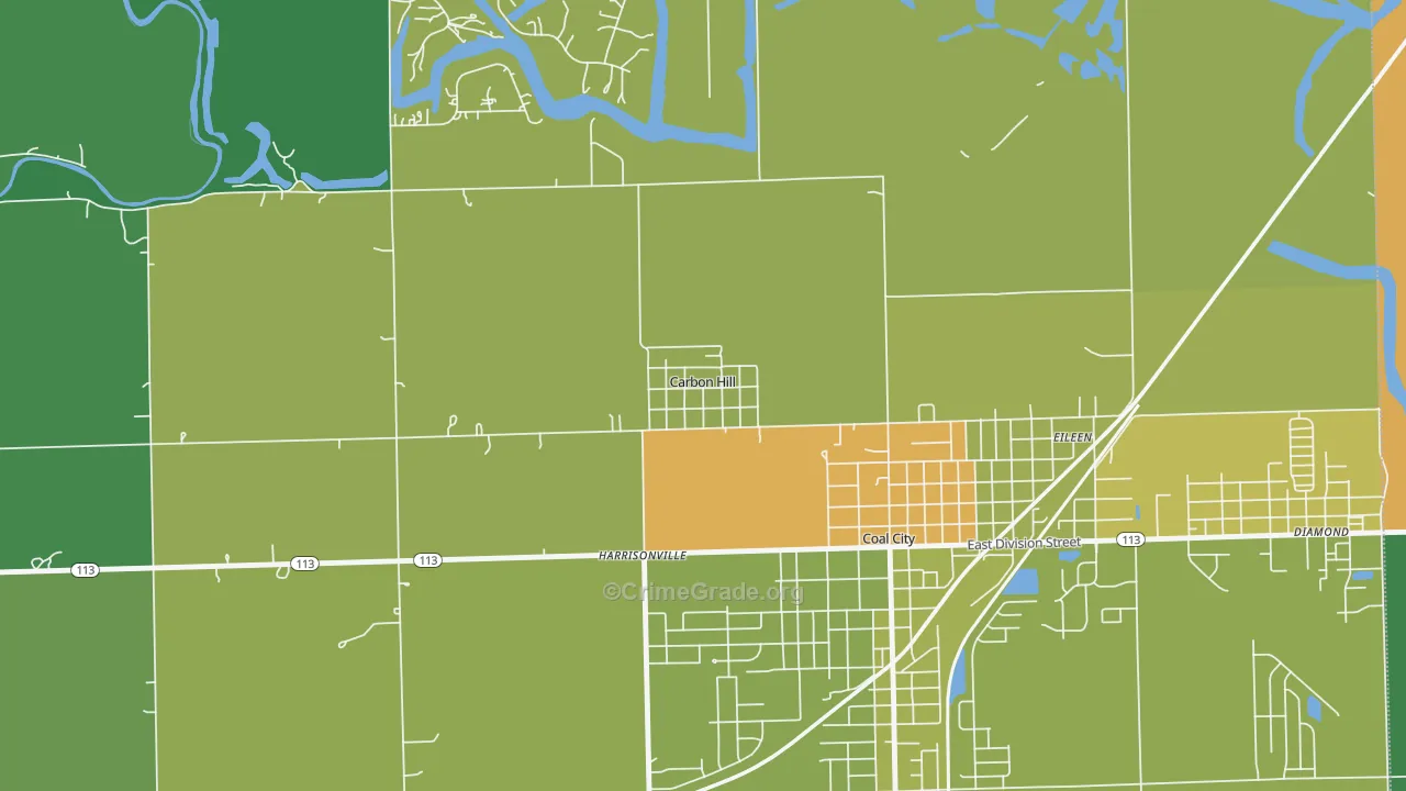 Carbon Hill, IL Map of Murder Rates