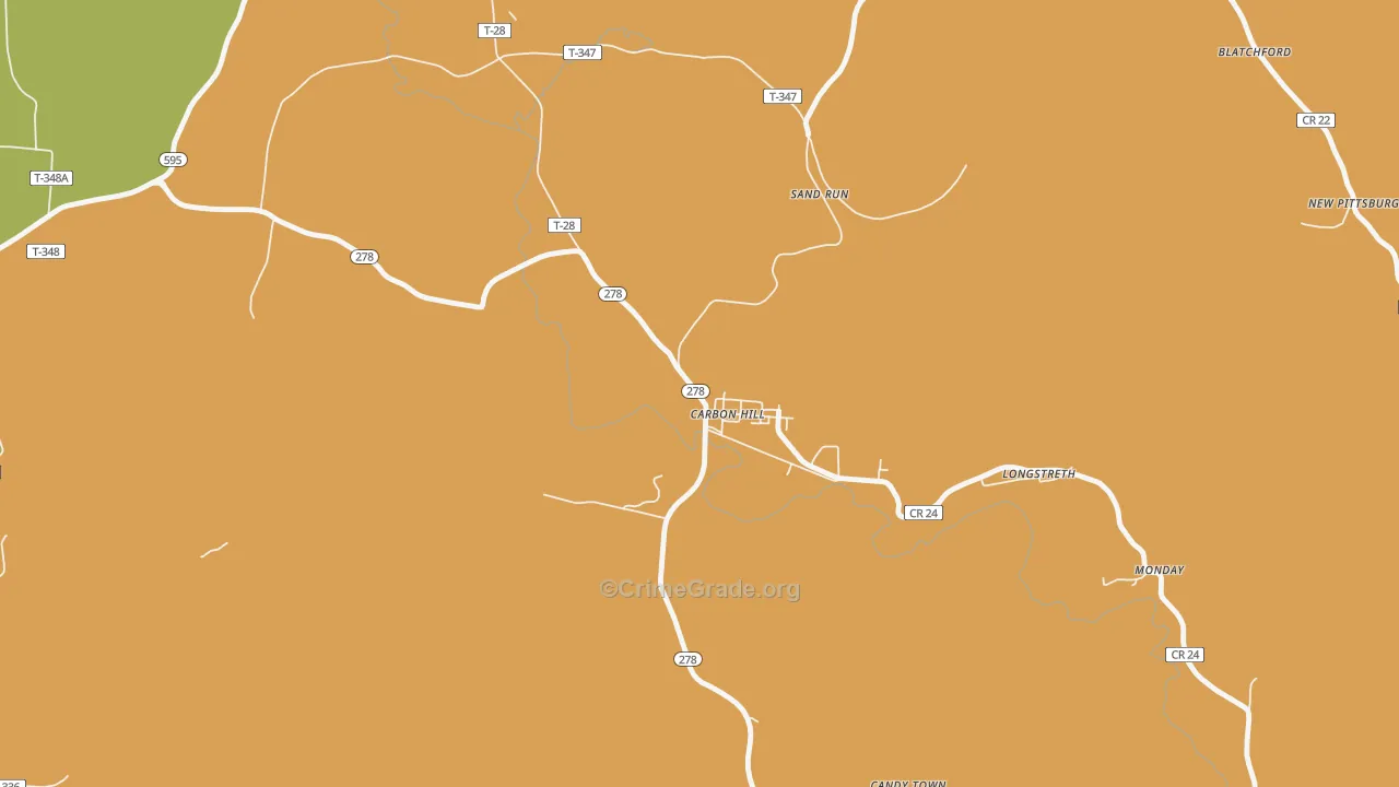 Carbon Hill, OH Map of Murder Rates