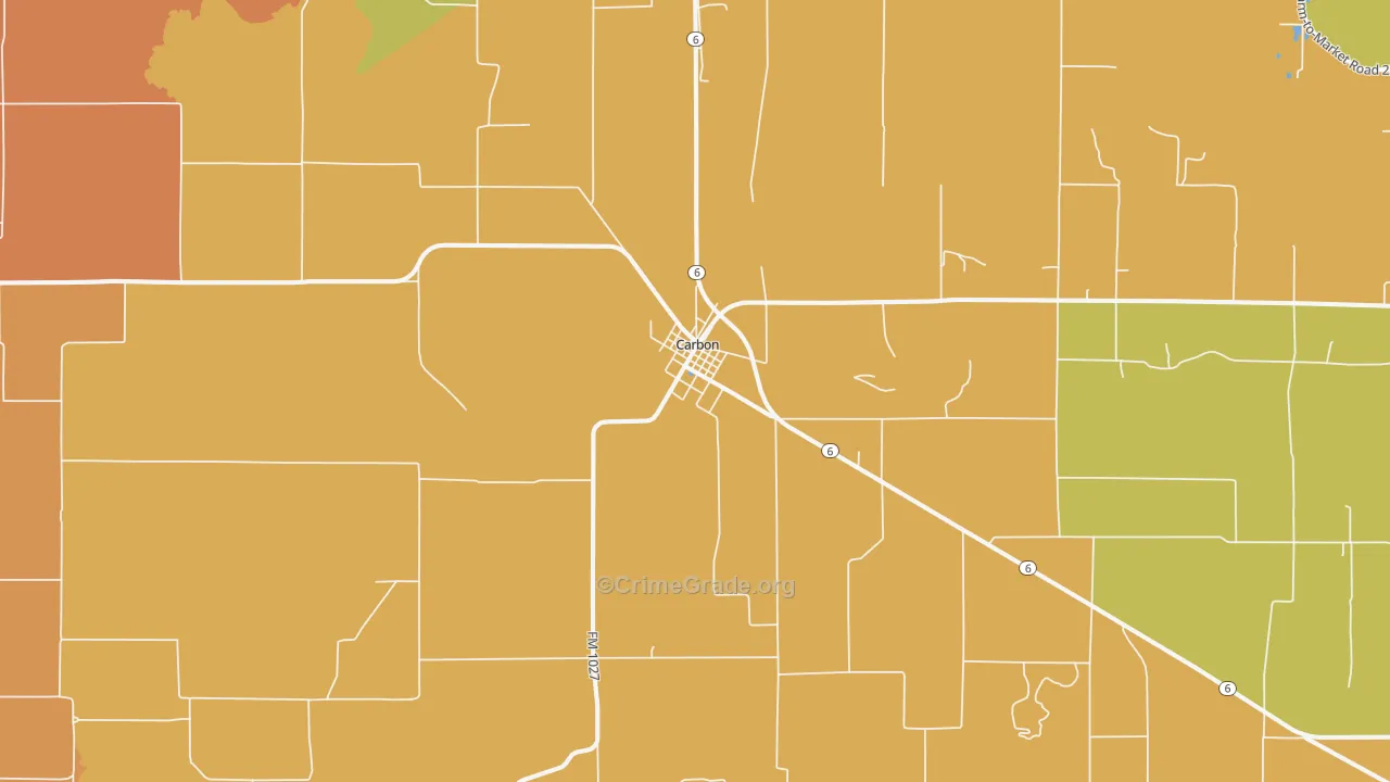 Carbon, TX Map of Murder Rates