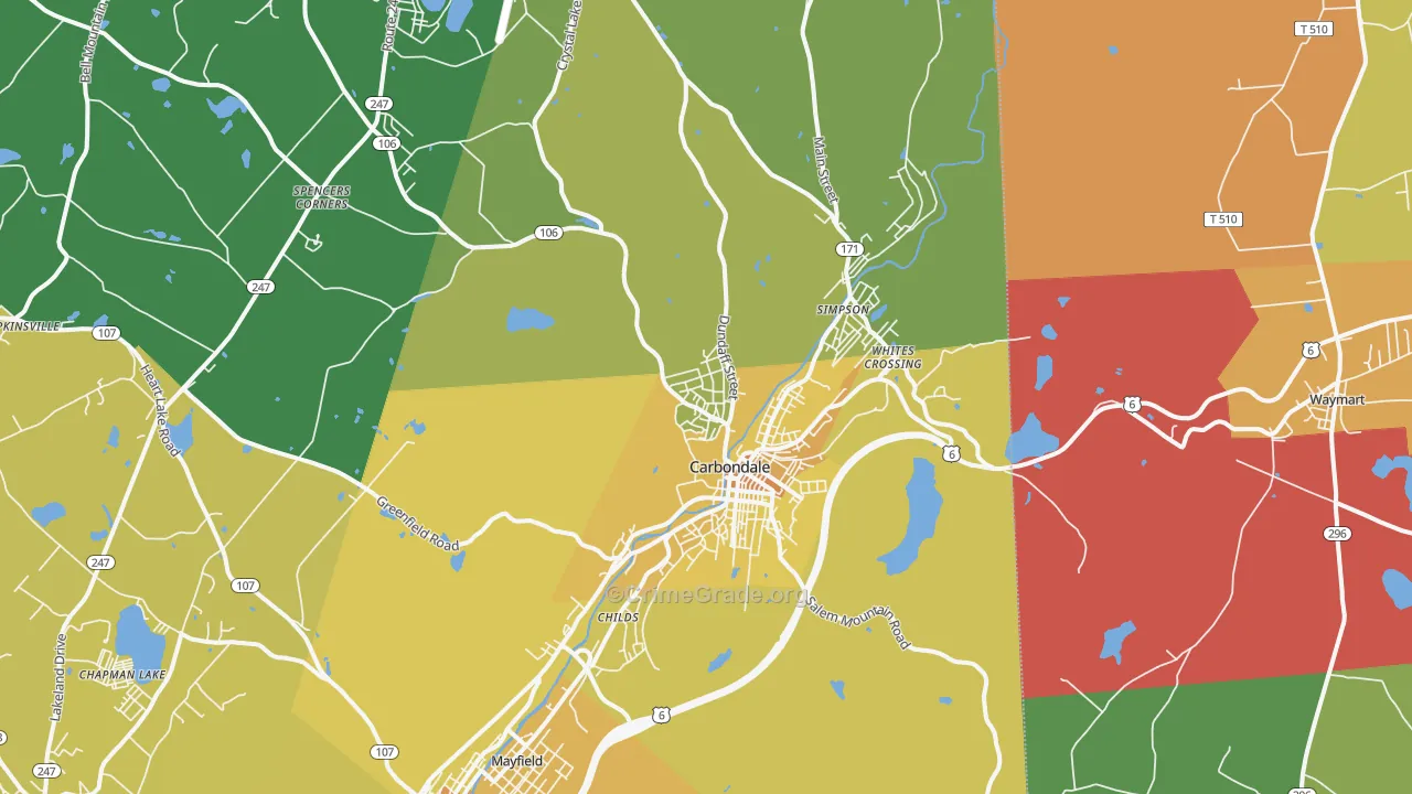 Carbondale, PA Map of Murder Rates