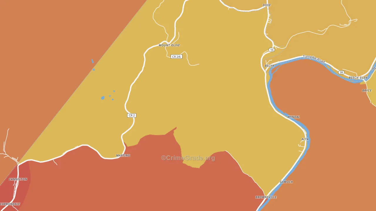 Carbondale, WV Map of Murder Rates