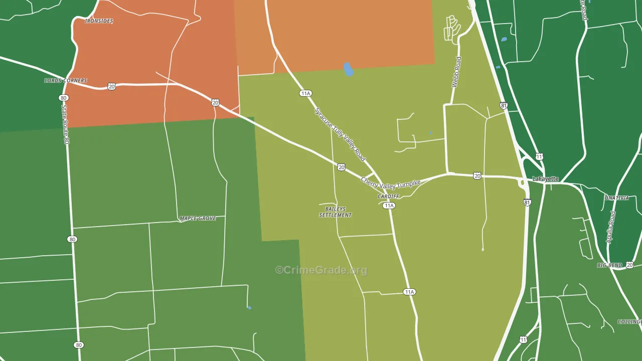 Cardiff, NY Map of Murder Rates