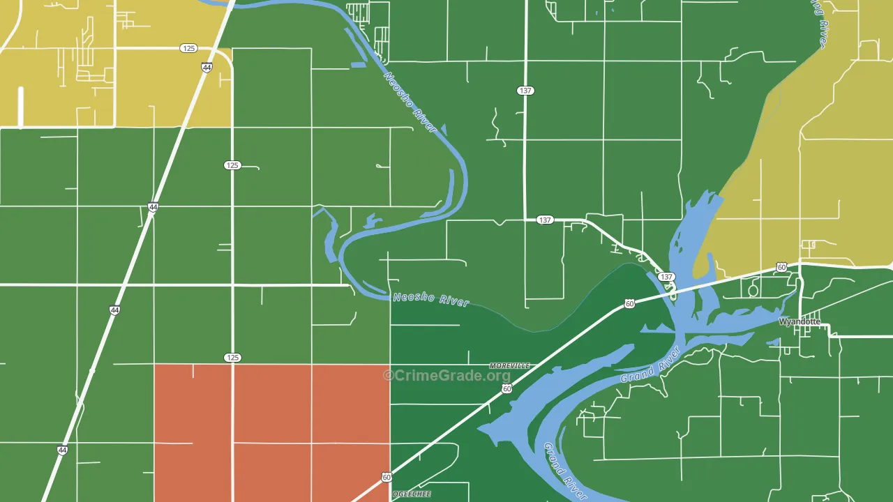 Cardin, OK Map of Murder Rates