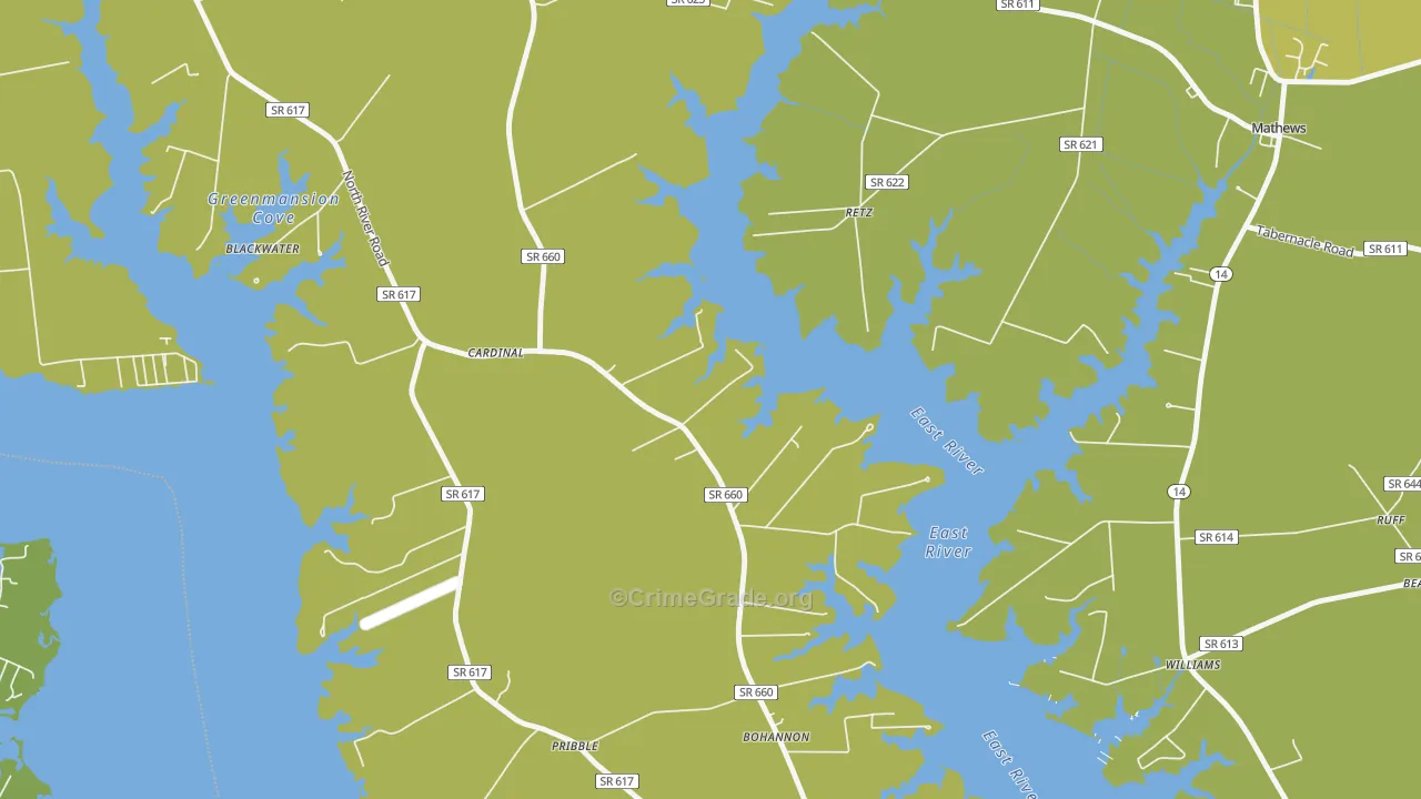 Cardinal, VA Map of Murder Rates