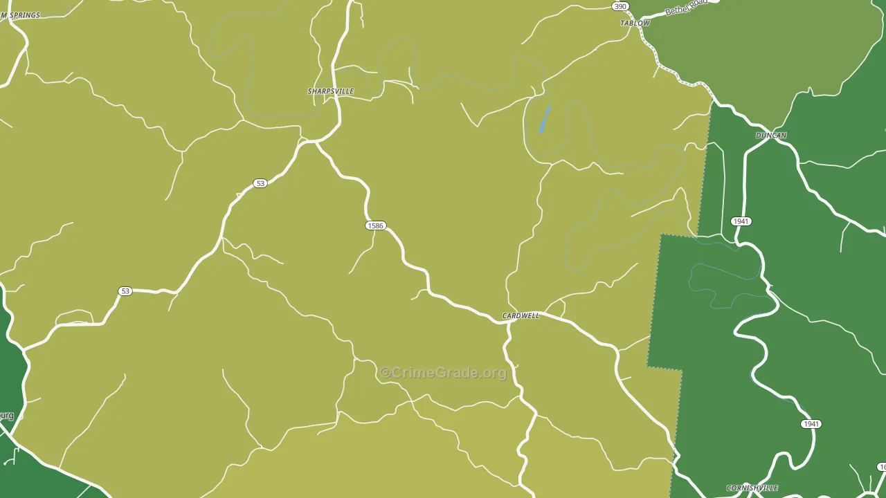 Cardwell, KY Map of Murder Rates