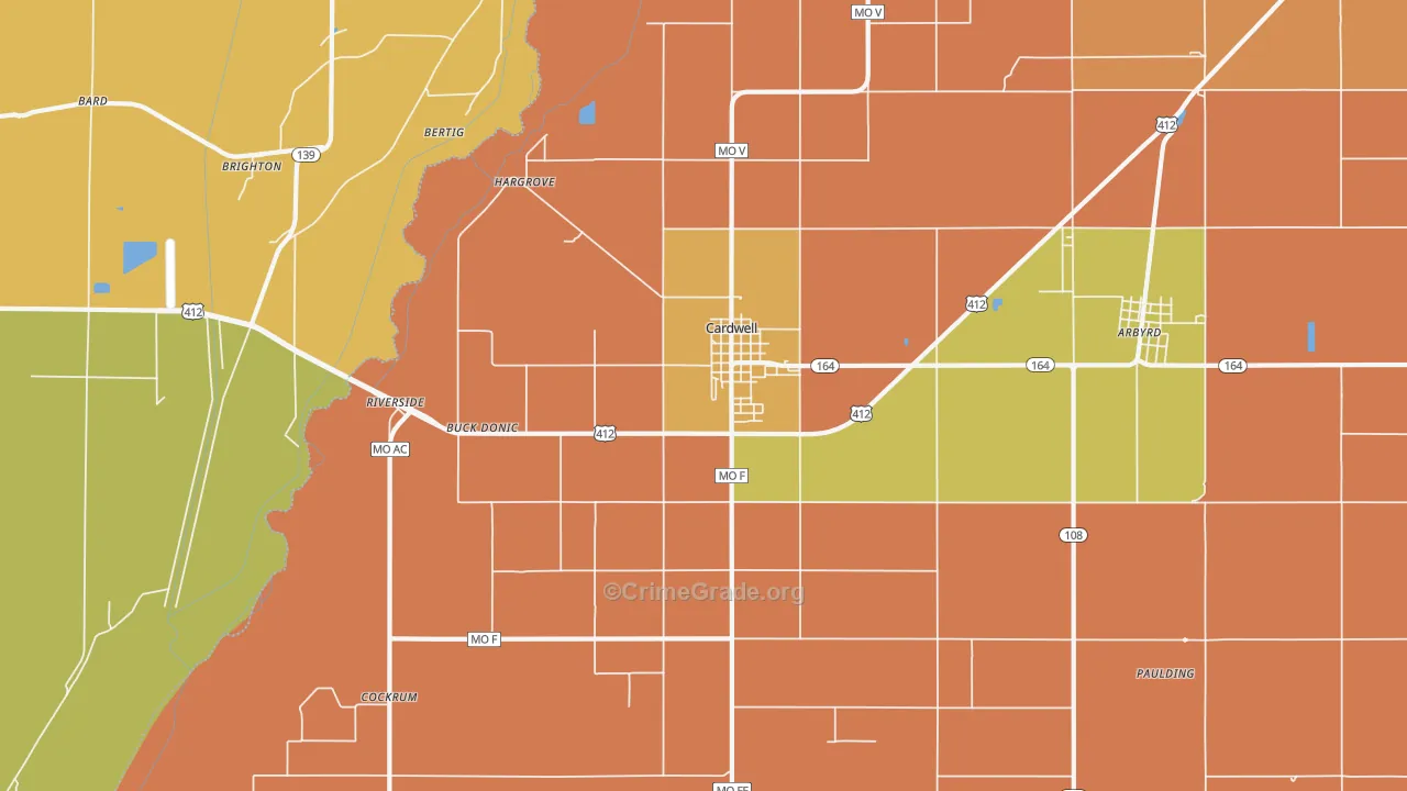 Cardwell, MO Map of Murder Rates