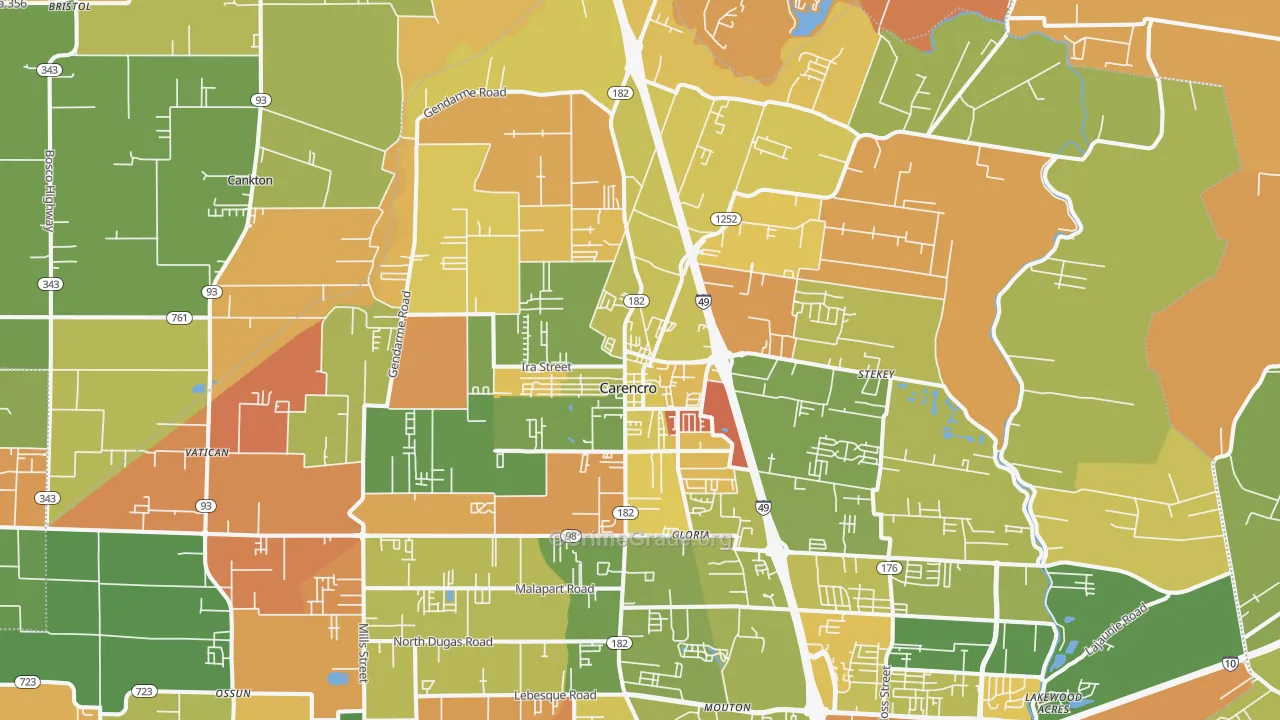 Carencro, LA Map of Murder Rates