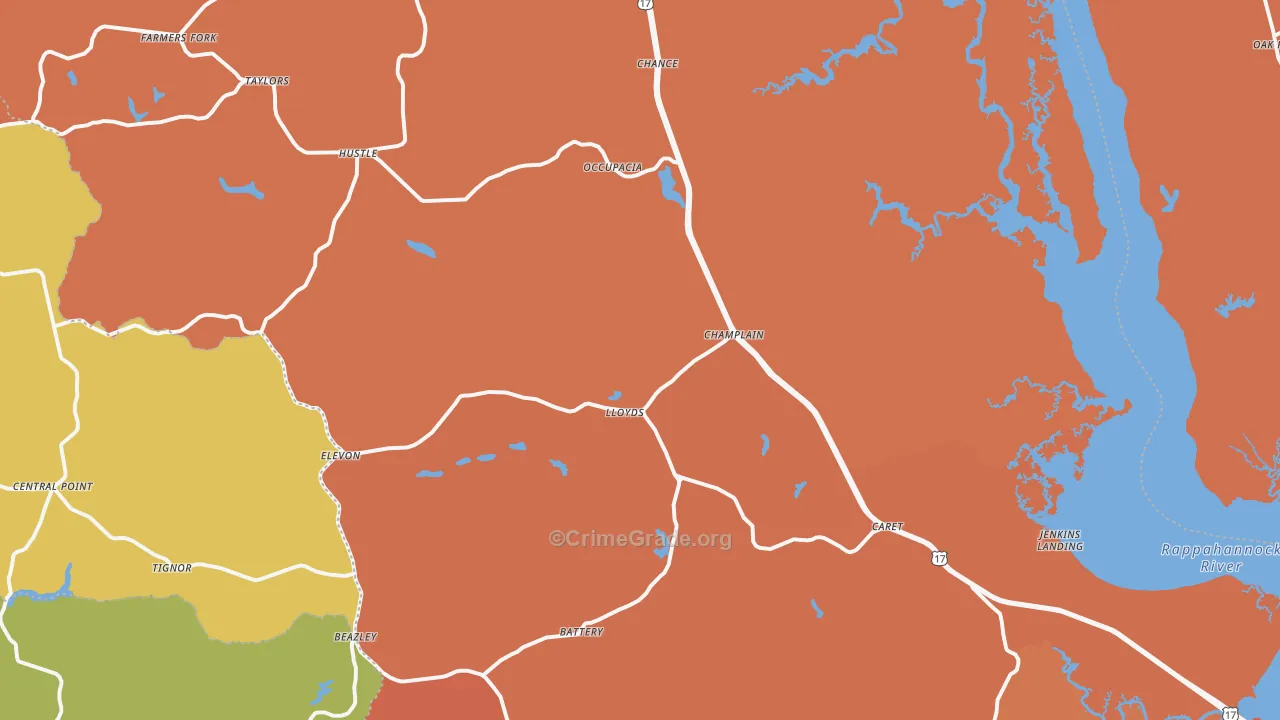 Caret, VA Map of Murder Rates