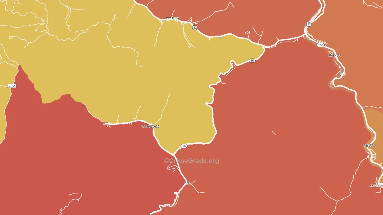 Caretta, WV Map of Murder Rates