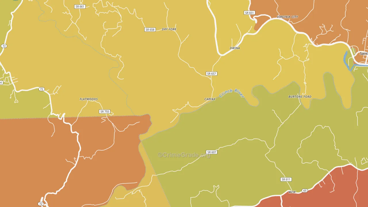 Carfax, VA Map of Murder Rates
