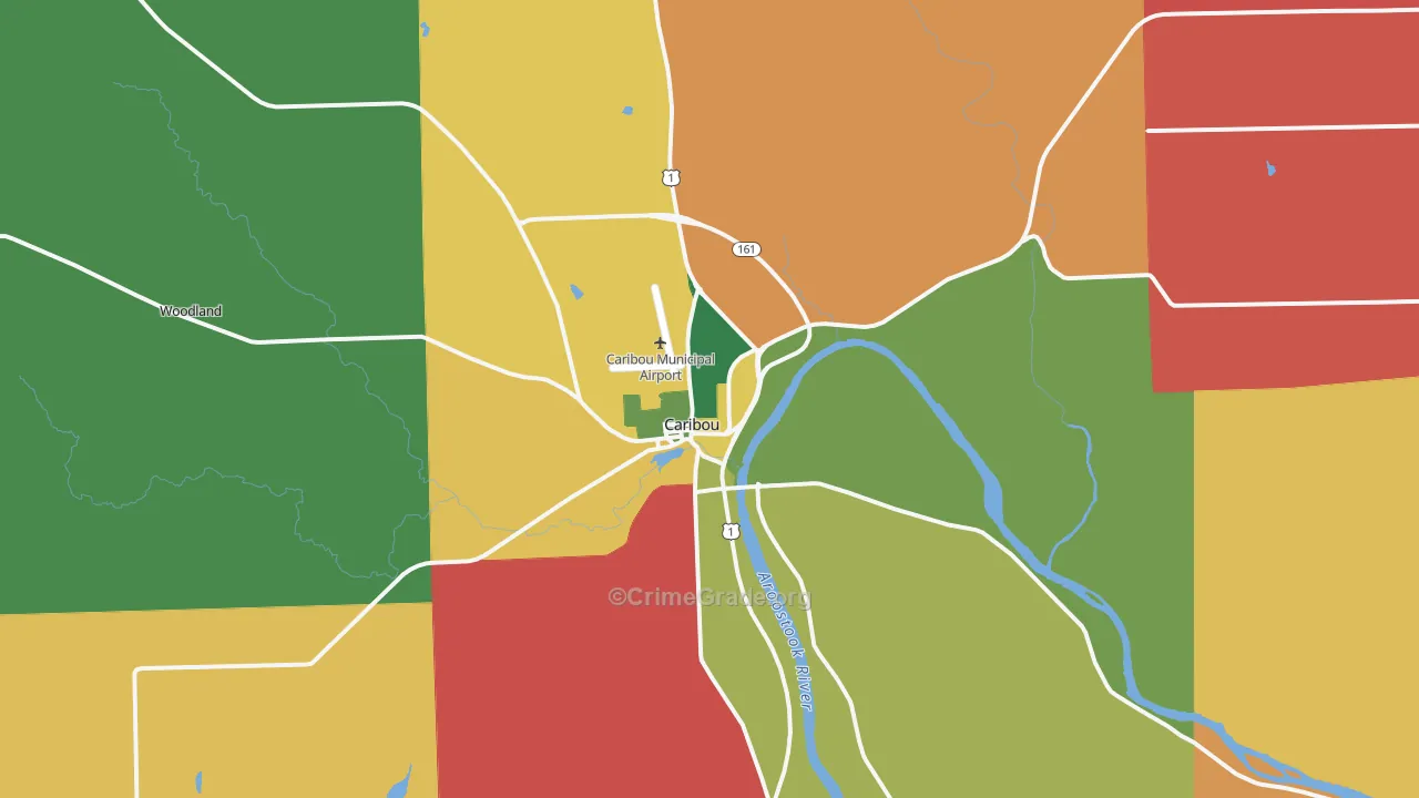 Caribou, ME Map of Murder Rates