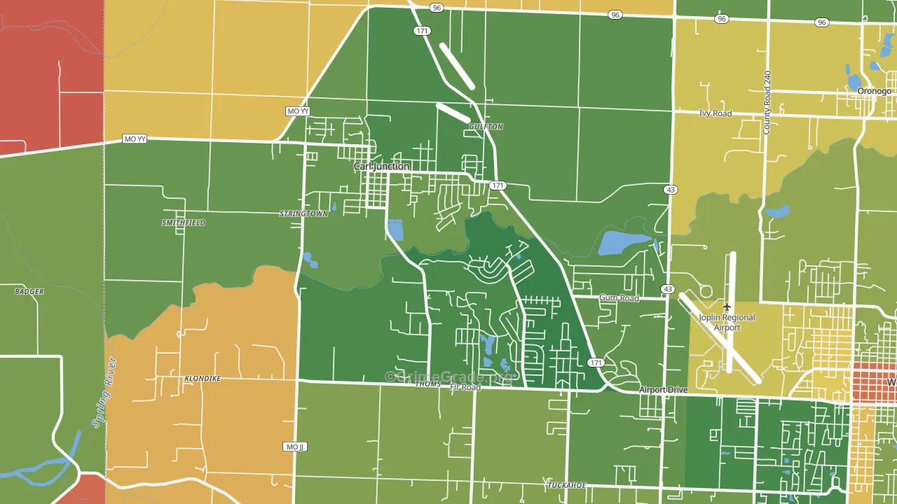 Carl Junction, MO Map of Murder Rates