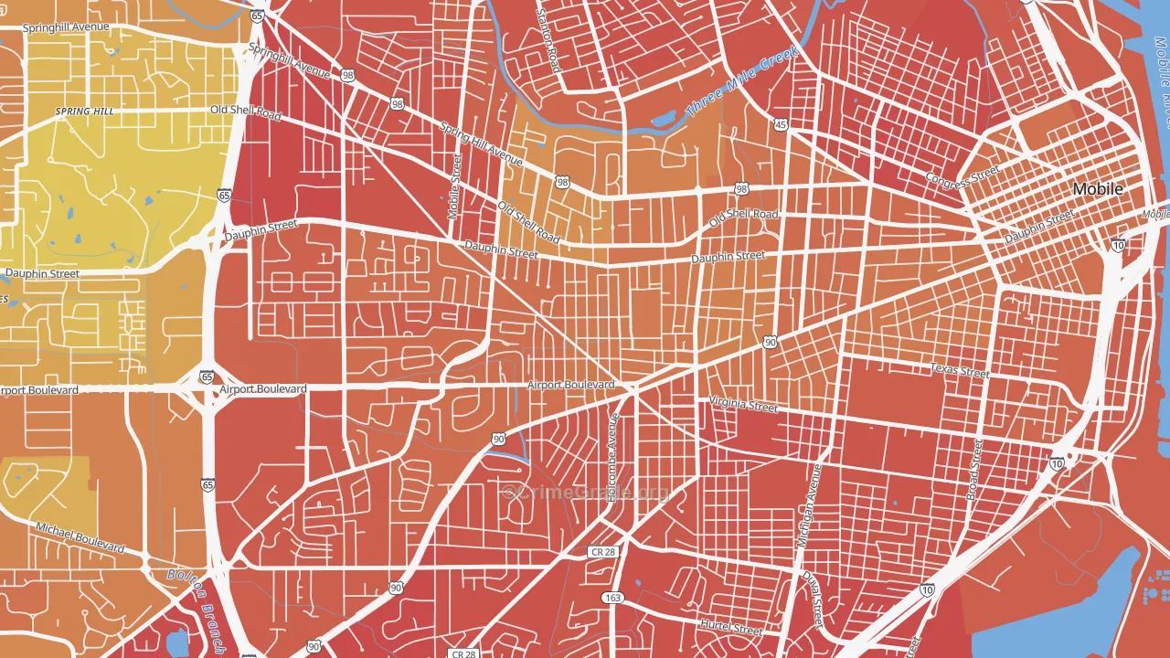 Carlen, Mobile, AL Map of Murder Rates