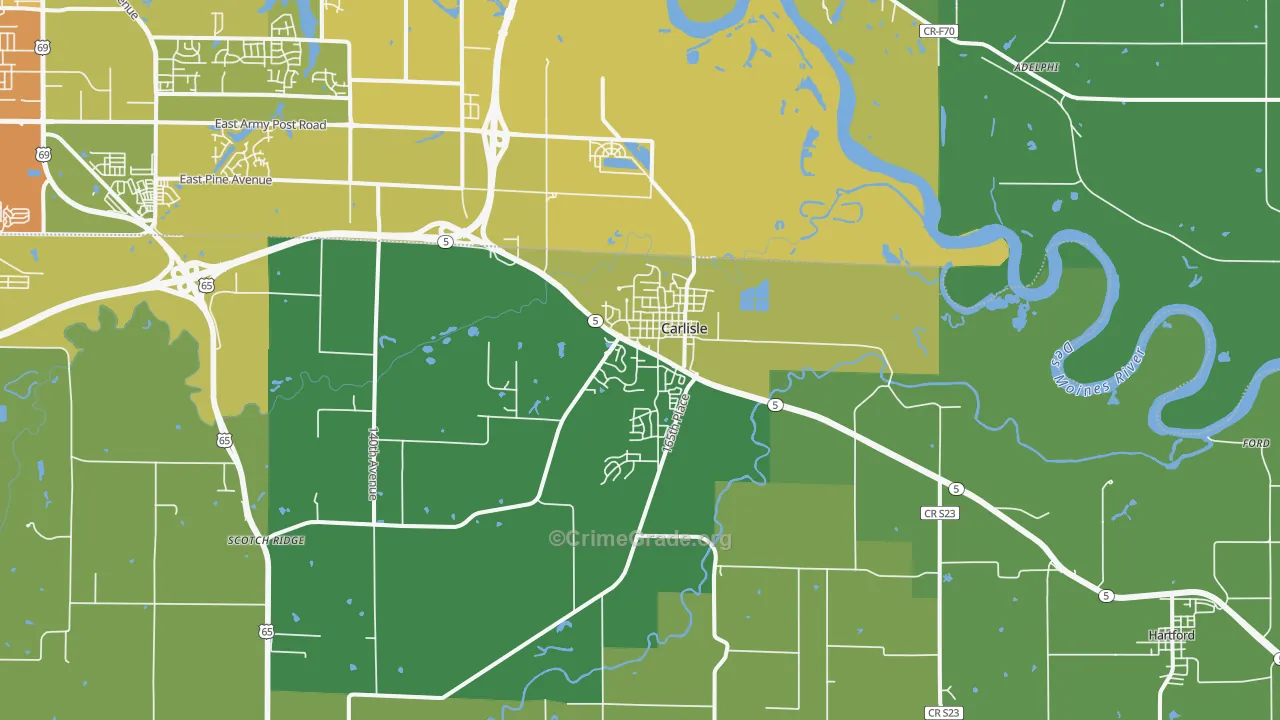 Carlisle, IA Map of Murder Rates