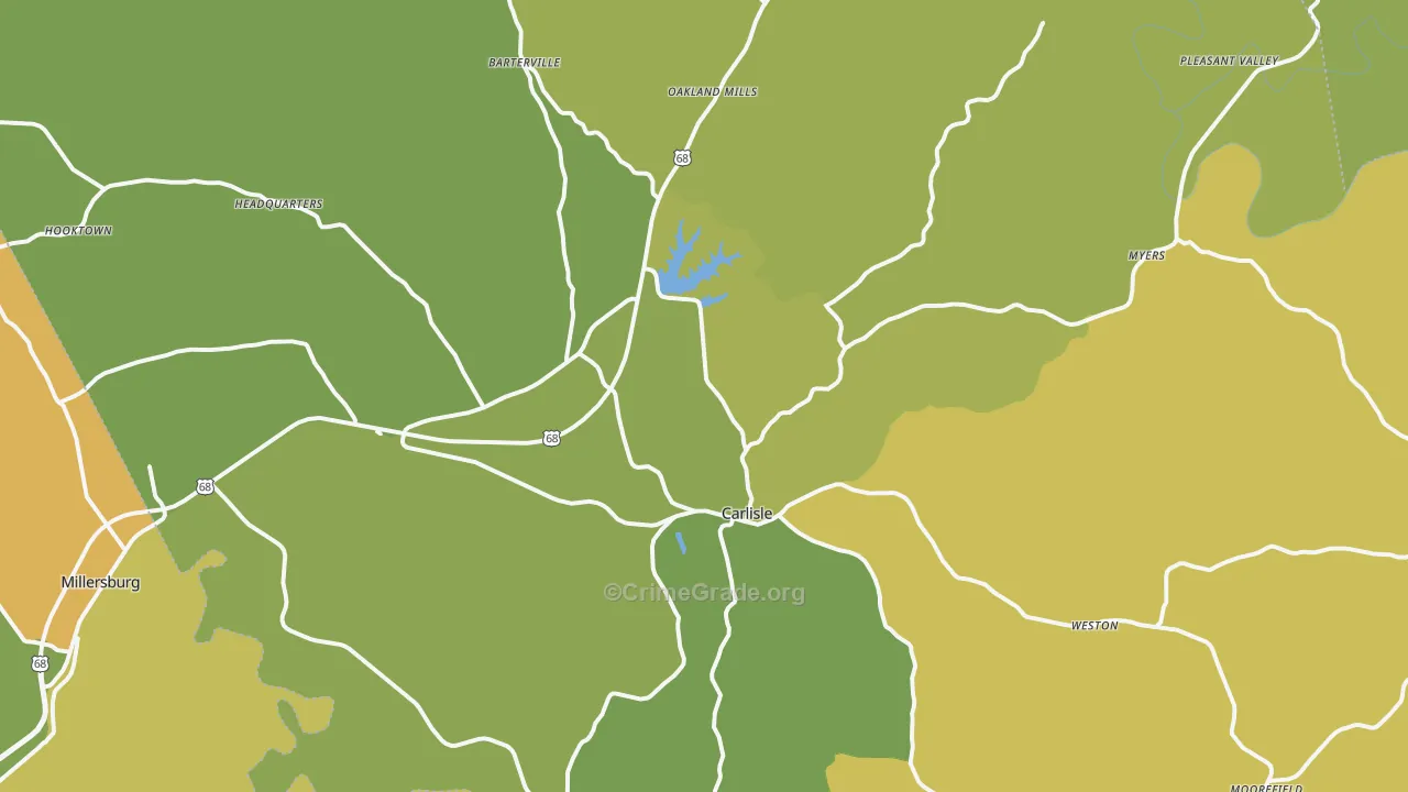 Carlisle, KY Map of Murder Rates