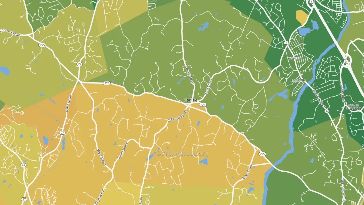 Carlisle, MA Map of Murder Rates