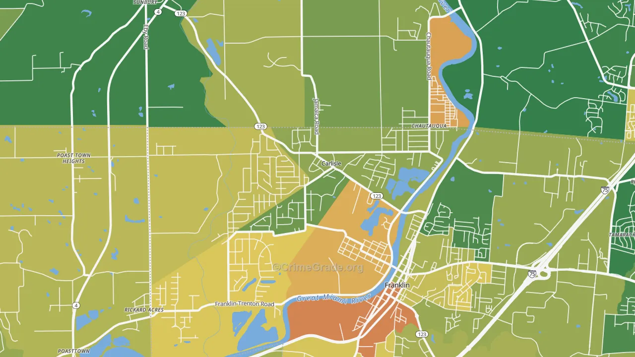 Carlisle, OH Map of Murder Rates