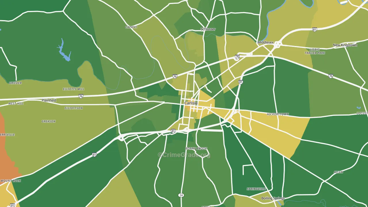 Carlisle, PA Map of Murder Rates