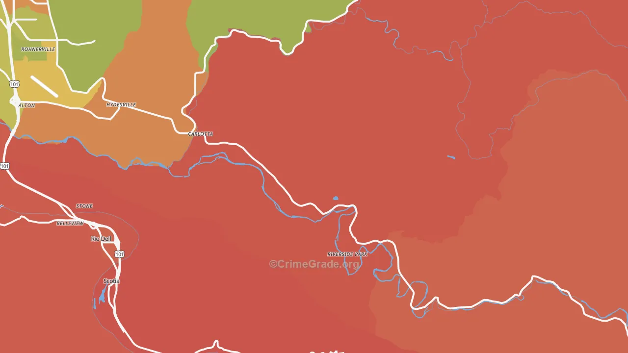 Carlotta, CA Map of Murder Rates