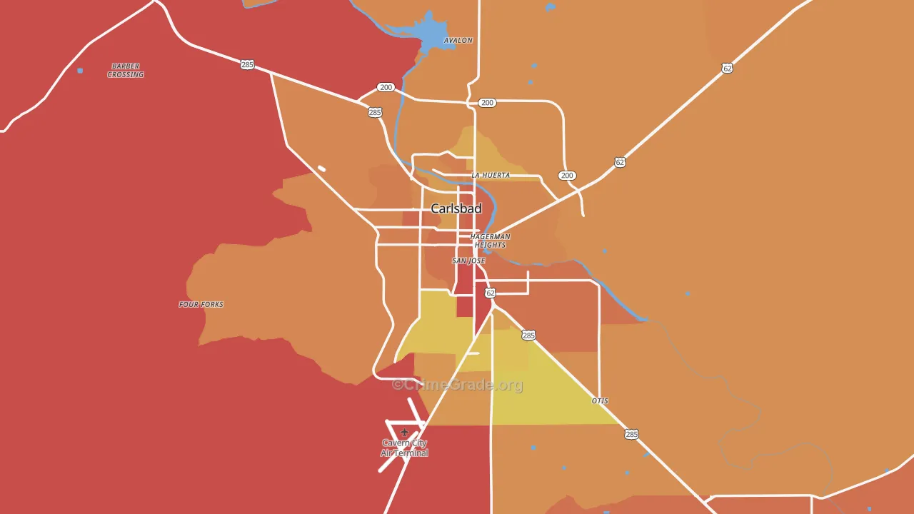 Carlsbad, NM Map of Murder Rates